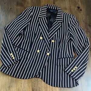 Worthington Navy With White and Pink Striped Women's Blazer 14